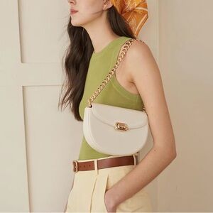 New Cream Leather Shoulder Bag